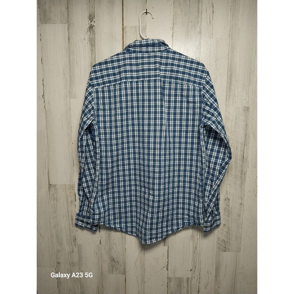 Columbia Men's Medium Blue Plaid Long Sleeve Button Up - Picture 5 of 6